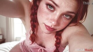 A redheaded gal gave a oral-job in her room [AI]