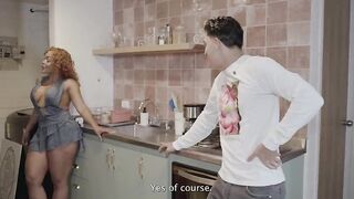 A horny brunette asks a neighbor for aid