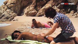 Tattooed Ebony Girl Deepthroats Muscular Rod on Rocky Cliffs