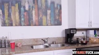 Stepson Jizzes All Over His Stepmom's Towels So She Teaches Him a Lesson With Her Moist Snatch