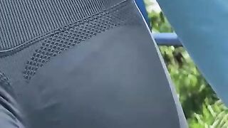 Hawt golden-haired gets aroused during her workout and has sex in the gym bathroom.
