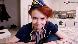 first Class Stewardess Takes Triple Anal Creampie after a Long Flight