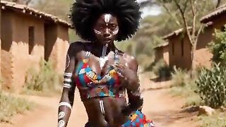 African afro black ebony nigerian naija teen village hawt curvy dark skin chick raw fucked in market public scene raw, no jo-bag by a local young trader by blow job-job aka bj, missionary sex [AI Generated]