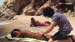 Tattooed Ebony Cutie Deepthroats Pumped up Wang on Rocky Cliffs