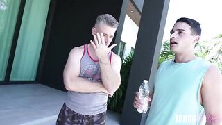 Lascivious Golden-haired Doxy Bangs a Step Dad and Step Son to collect the Rent - Cory Chase