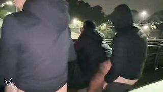 Fucking on the bridge with strangers with big cocks and my husband filming RED1