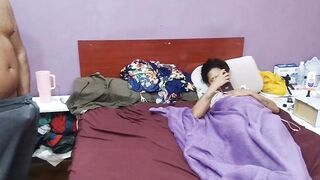 Slender stepdaughter having booty slam with stepfather.