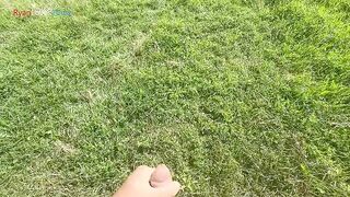 cumming outdoors with filthy talk.