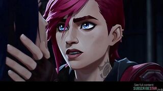 Lesbian AI grok Imagine videogame ha-ha-ha Caitlyn kissed Vi Canon couple