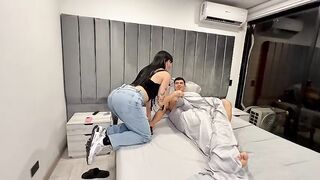 Busty brunette stepsister caught masturbating and banged by her stepbrother