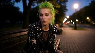 A police officer detained a hawt goth cutie at a concert [AI-generated]