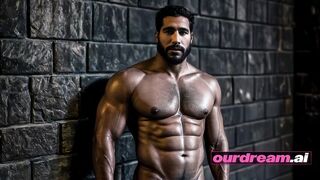 ourdream - Big Muscle Bear Fucked Hard Against The Dark Charcoal Wall