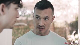 Ivy Ireland and her husband invite their stepnephew to join and have three-some.The man screws the cougars ass while his stepuncle fucks milfs snatch