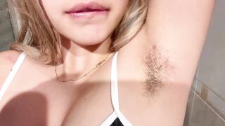 Cute 18 year old cutie student with a curly vagina and unshaved armpits extreme and deliciously squirts
