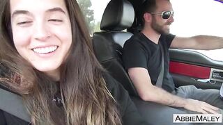Car Tease Turns Into a Immodest-Kneed Tree Bang