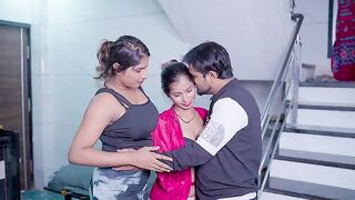 Three-some sex, two lesbian beauties and a stud