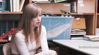Dolly Leigh trades a desk bang to the security guard after panty theft