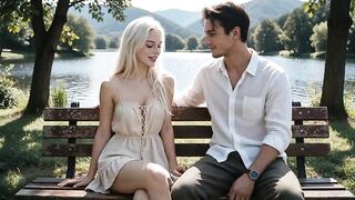 Young virgin stepsister with blue eyes being banged in the lake by her stepbrother's big schlong (AI generated clip)