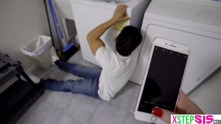 Stuck in the dryer made me fuck my hawt teen stepsister
