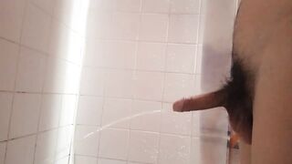 How to void urine with a morning wood, desesperated twink's hard rod and a full bladder