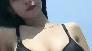 Hawt Asian whore with huge bazookas masturbating