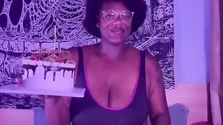 Birthday Cum and Cake Celebration with Big Booty, Big Tits Ebony BBW