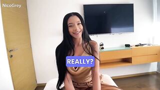 Busty Latina Teen 18 Rebecca Johnson first Casting POV, Fellatio sex, Riding and Cum in Mouth