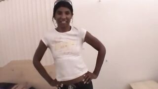 Ebony teen gets off as she's fingrbanged in POV scene