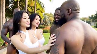 The BEST #214 (( ORGY in THAILAND )) - (( SEX TOURISM )) with THAI GALS and LADYBOYS " stretching thai gals at pattaya gentlemen's club" (AI Generated Clip)