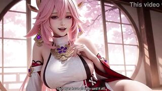 AI Henti-After Shrine Visit Private Blessing - Pink-Haired Miko Takes Full Control on the Bed