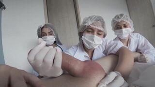3 Latina Nurses Sucked poor guy off hard. This dude kept Cumming and couldn’t stop