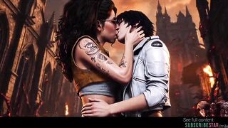 Lesbian AI grok Imagine video kissing and sex between Nico and Lady from videogame DMC 5