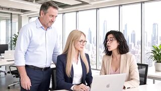 two Teen Hotty Interns Fuck The Boss For Promotion (AI-Generated)