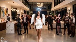 Black gal gets creampied by a sexy stranger at a Halloween party ( AI Generated )