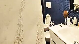 A nosy neighbor spies on me while I'm taking a shower and ends up fucking me hard and cumming all over me