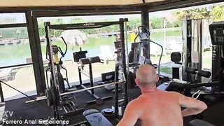 Hawt trans Sofia gets her butt gaped in the gym by the lake.