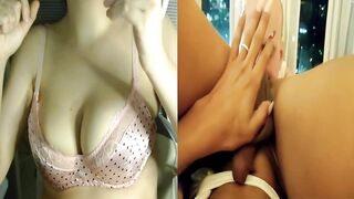 Staying hard when he's pounding my booty and creampie- T-cutie Real Porn React