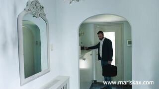 Nikky Clarisse is having gentle anal invasion in her bedroom, with a stud who isn't her partner