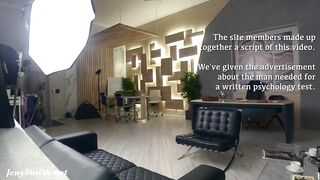 Silence. Jeny Smith with no panties teasing a stud. Office prank