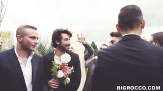 Wedding guests' rough anal group-sex