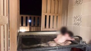 Public Bath at a Sexy Spring Inn Soggy SEX,him Orgasm with Titty Screw and Handjob - Emuyumi Couple