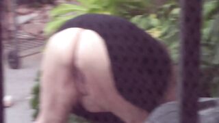 Spying on my Big Overweight Concupiscent Aunt doing the Garden