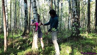 Wife Suck and Hard Doggy Sex Outdoor in the Wood - Servitude Sex