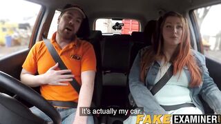 Redhead BBW Estella Bathory sucks and rides her instructor