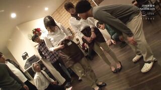 Dudes occupied cafe and banged part-time job cuties in front of the crowd