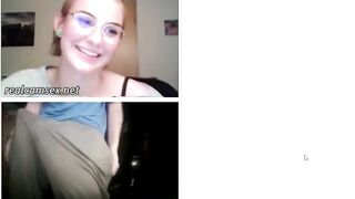 Golden-Haired 21yo gal suprised when this chick sees big ramrod
