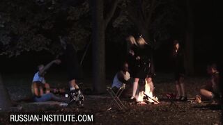 Golden-haired Gina Gerson 3-Some at the Campfire