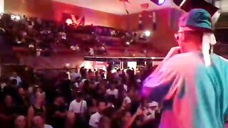 Popular singer is fingering a random chick on the stage, to make her scream from pleasure