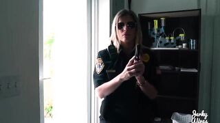 Busty police lady is about to get drilled from the back and get a facial ejaculation