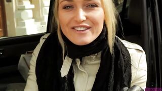 Fine-Looking blonde chick with blue eyes is sucking a stranger's cock free of any charge